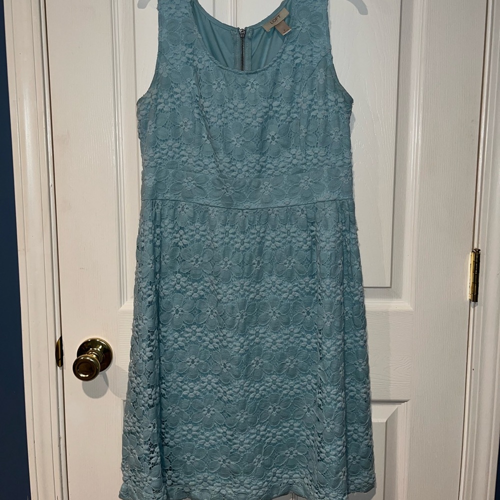 LOFT Lace Light Blue Dress 6
